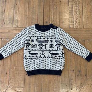 Mini boden nautical fairisle wool knit sweater kids 4-5 years gray navy